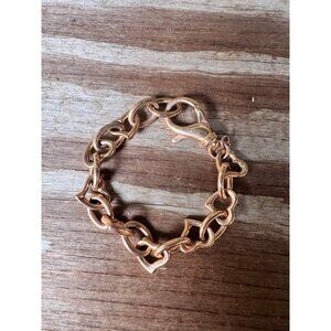 Milor Bronze Heart Link Chain Bracelet With Lobster Clasp Closure